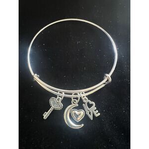 Silver Heart Love Moon Valentine Sweetheart Bracelet Bangle Handmade Jewelry NEW